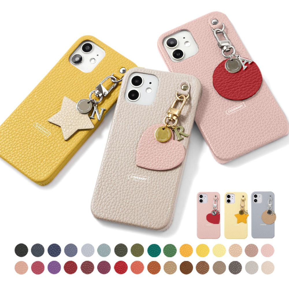 Self-designed motif initial charm back case genuine leather 32