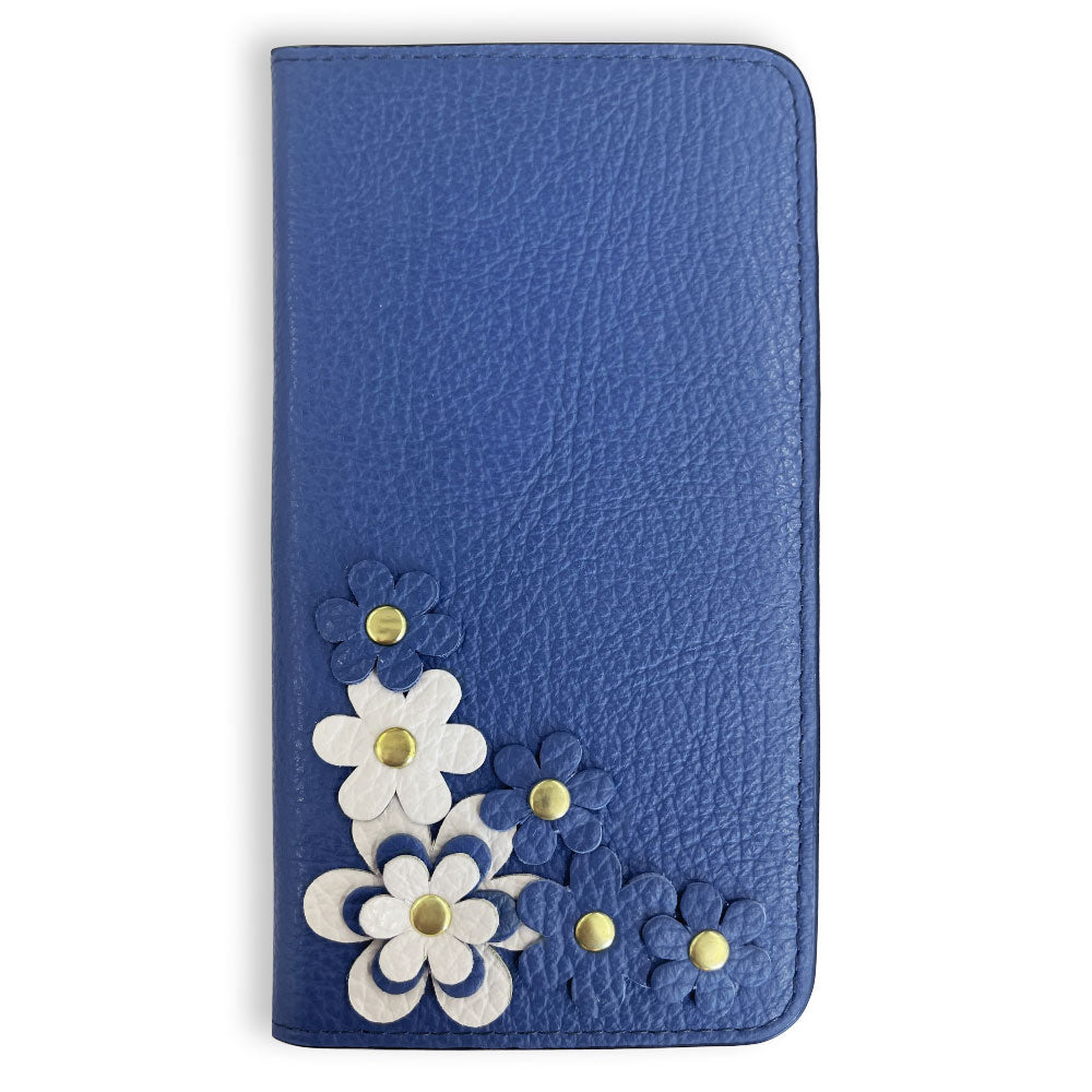 本革 32色 イタリアンシュリンクレザー フラワーモチーフB 手帳型