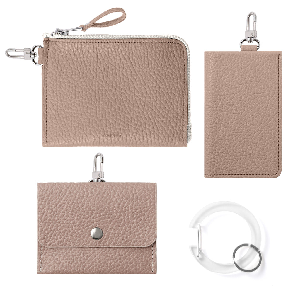 本革 イタリアンシュリンクレザー ポーチ カラビナ＆吊り下げフック