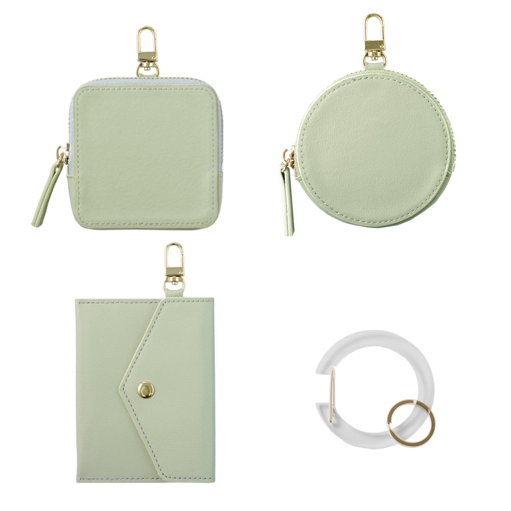 ヴィーガンレザー くすみパステルカラー 選べるミニポーチ カラビナ