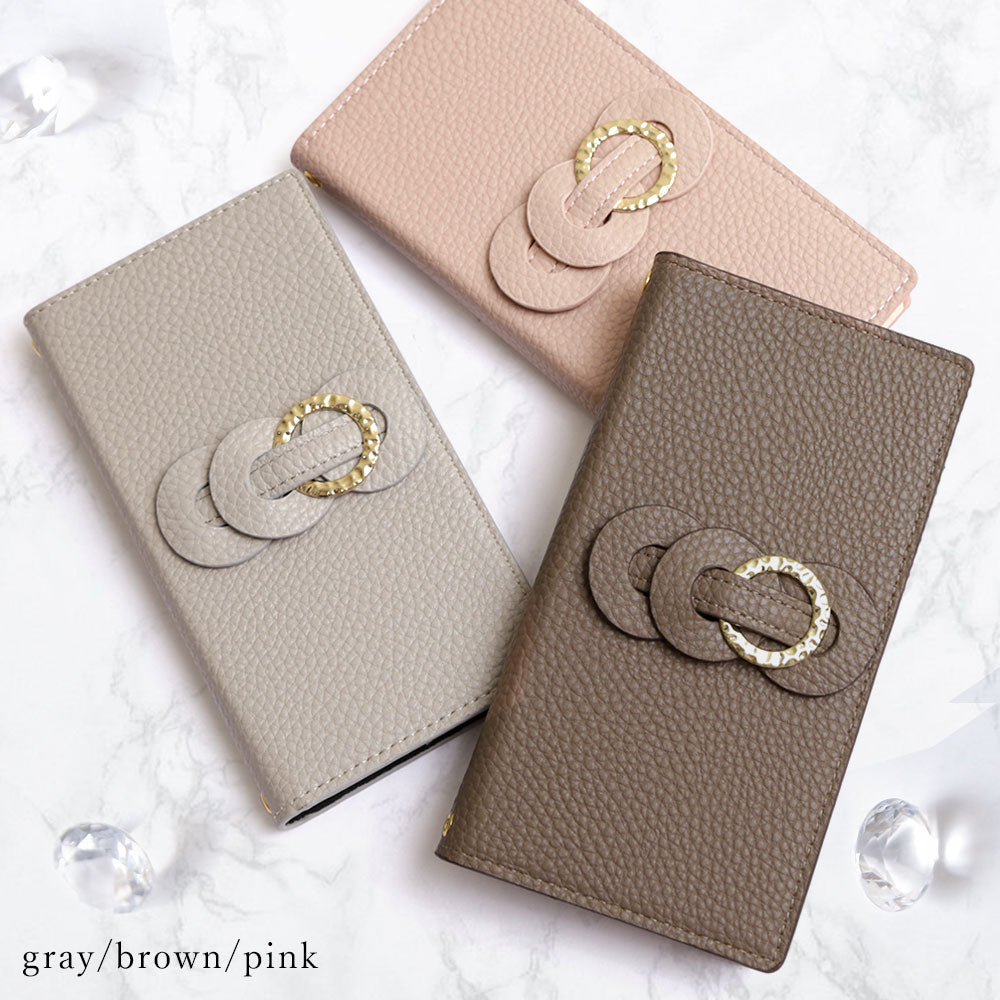 Vegan leather dusty color double ring notebook-style case