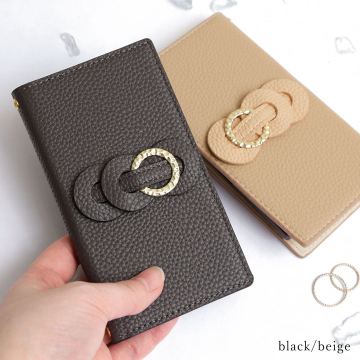 Vegan leather dusty color double ring notebook-style case