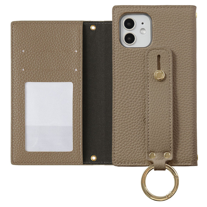 Vegan leather dusty color hand strap attached notebook-style case Galaxy series