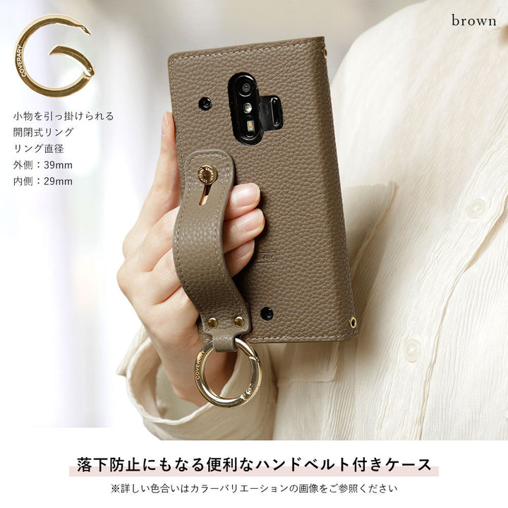 Étui portefeuille avec sangle à main en cuir végan couleur poussiéreuse pour la série Google Pixel