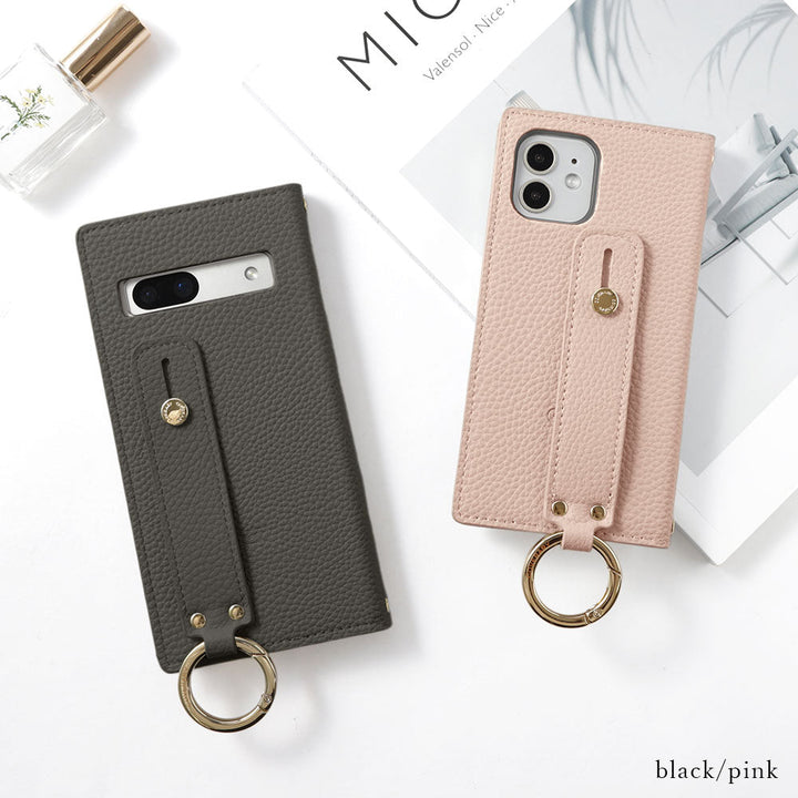 Vegan leather dusty color hand strap attached notebook-style case Galaxy series