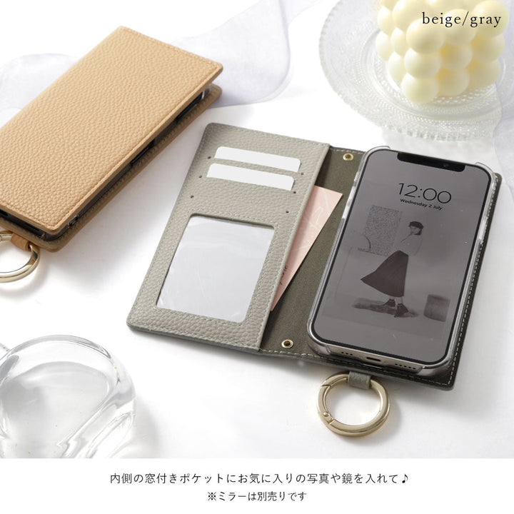 Étui portefeuille avec sangle à main en cuir végan couleur poussiéreuse pour la série Google Pixel