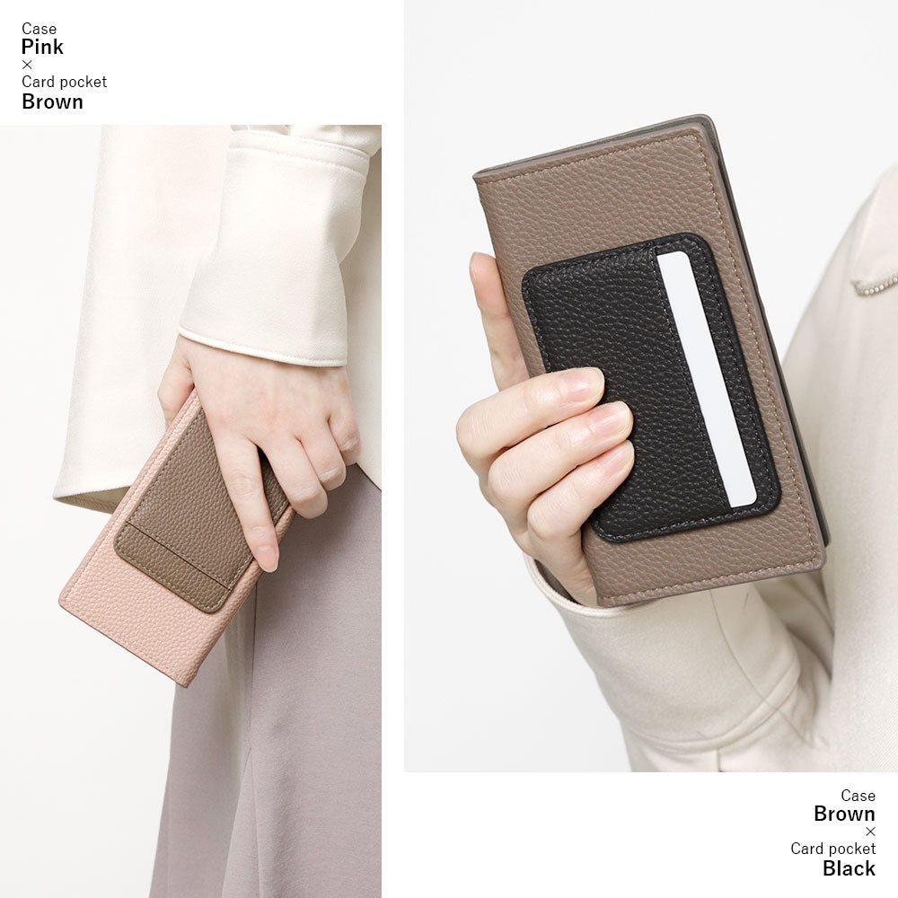 Vegan leather dusty color vertical/horizontal selectable card pocket with notebook-style case AQUOS series