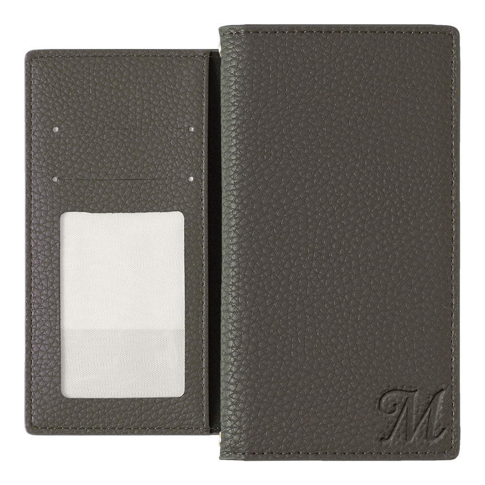 ヴィーガンレザー ダスティカラー イニシャル 手帳型ケース