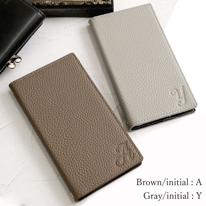 Étui portefeuille à initiales en cuir végan couleur poussiéreuse pour la série Xperia