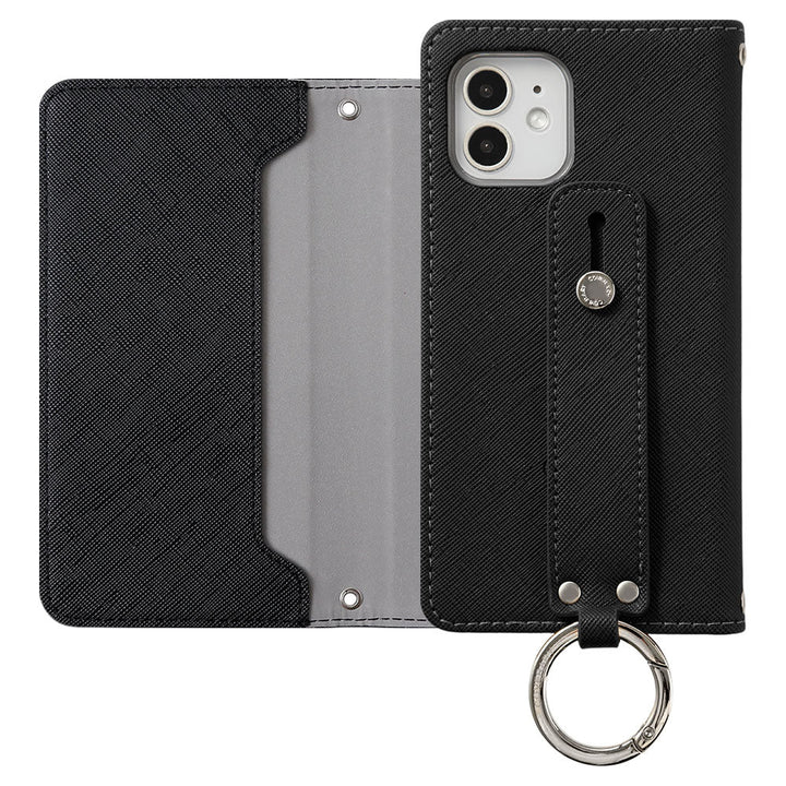 Vegan leather Saffiano leather-style hand strap attached notebook-style case AQUOS series