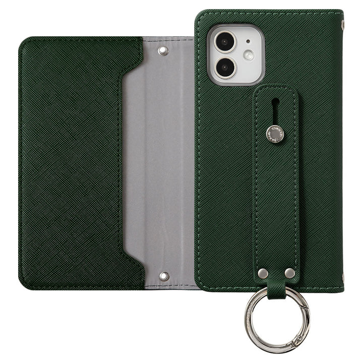 Vegan leather Saffiano leather-style hand strap attached notebook-style case AQUOS series