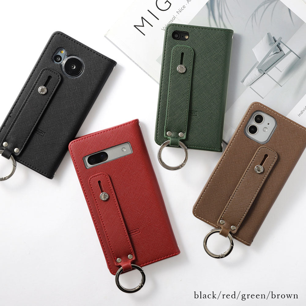 Vegan leather Saffiano leather-style hand strap attached notebook-style case AQUOS series