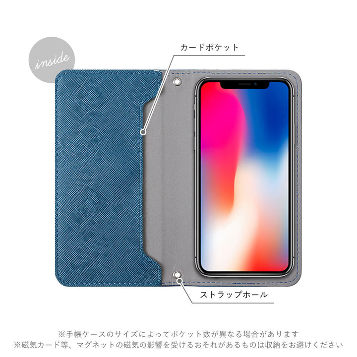 Vegan leather Saffiano leather-style hand strap attached notebook-style case AQUOS series