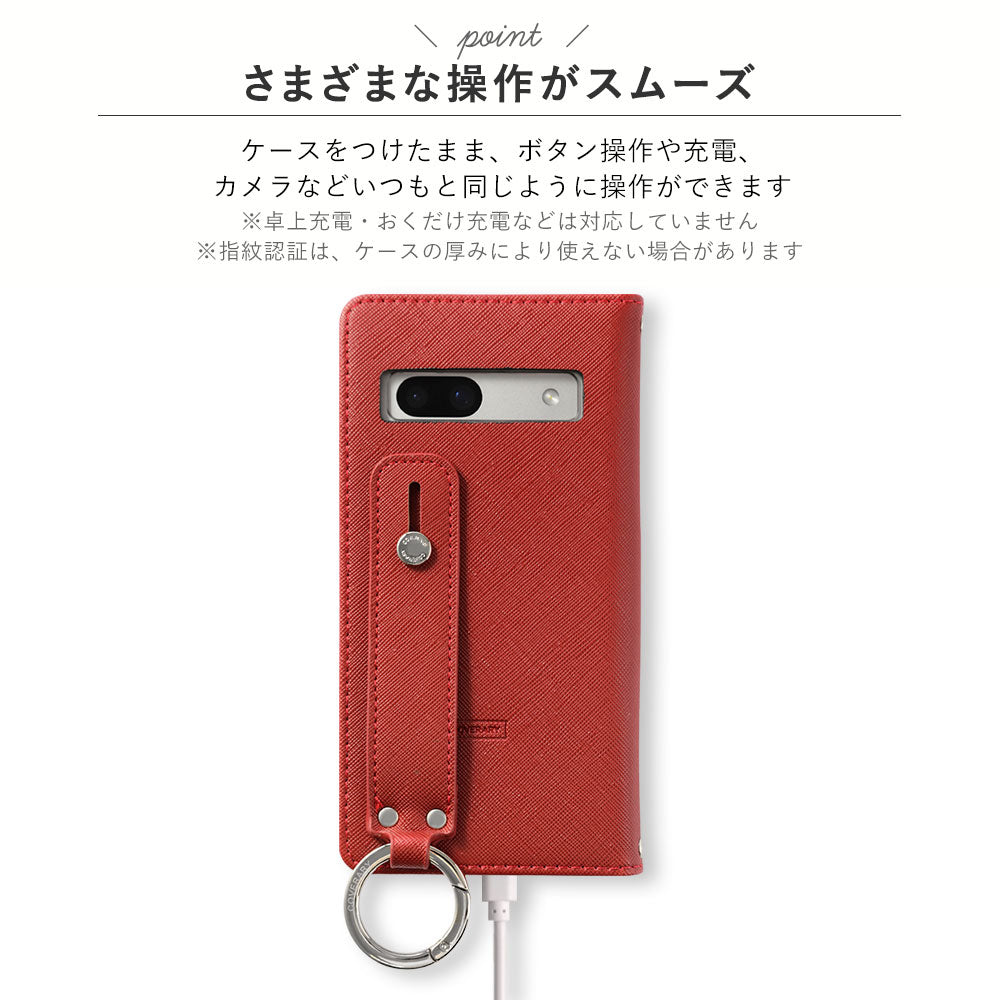 Vegan leather Saffiano leather-style hand strap attached notebook-style case AQUOS series