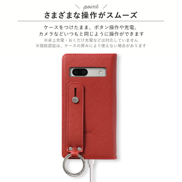 Vegan leather Saffiano leather-style hand strap attached notebook-style case AQUOS series