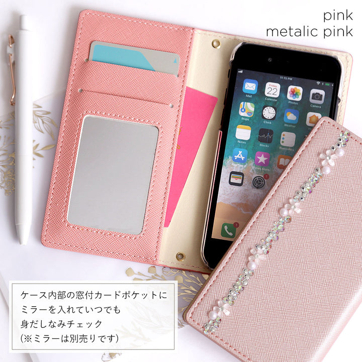 Étui portefeuille basique à ligne florale en cuir végan effet Saffiano