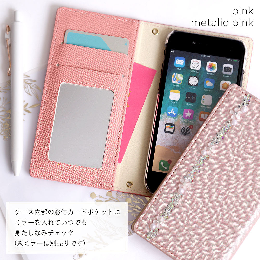 Vegan Leather Saffiano Leather-Style Basic Flower Line Wallet Case Galaxy Series