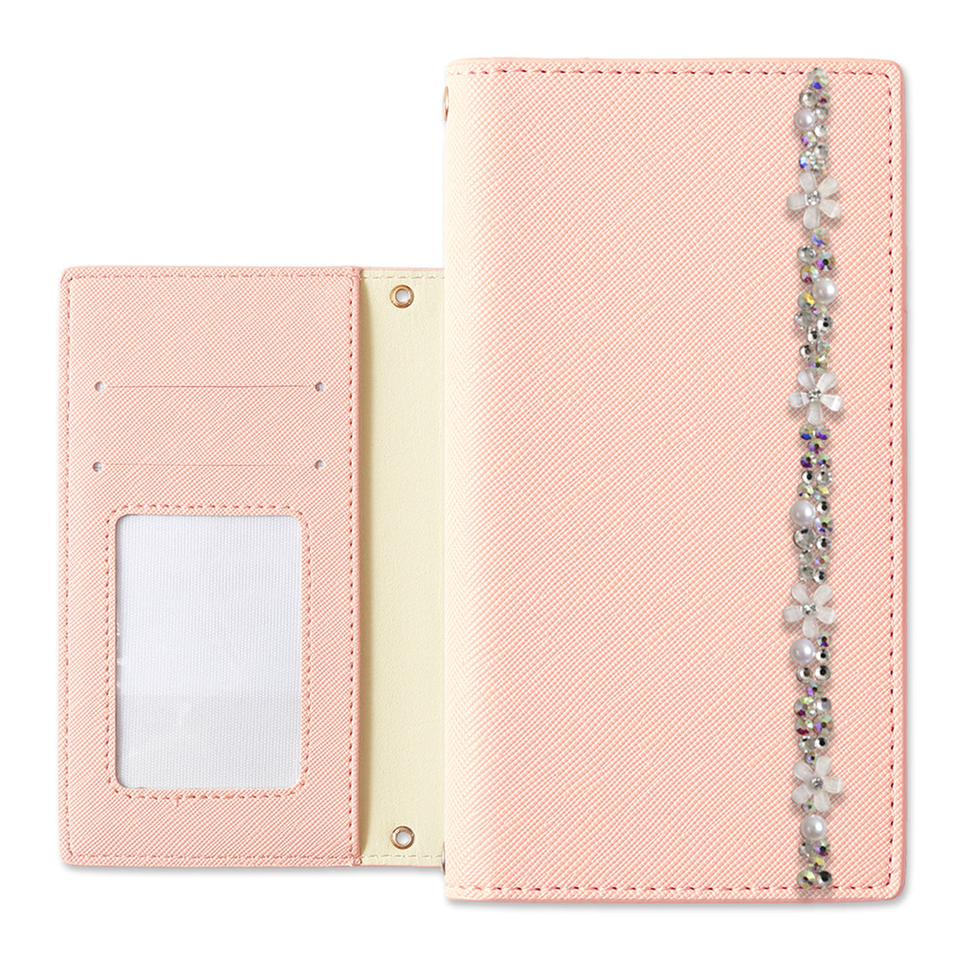 Étui portefeuille basique à ligne florale en cuir végan effet Saffiano