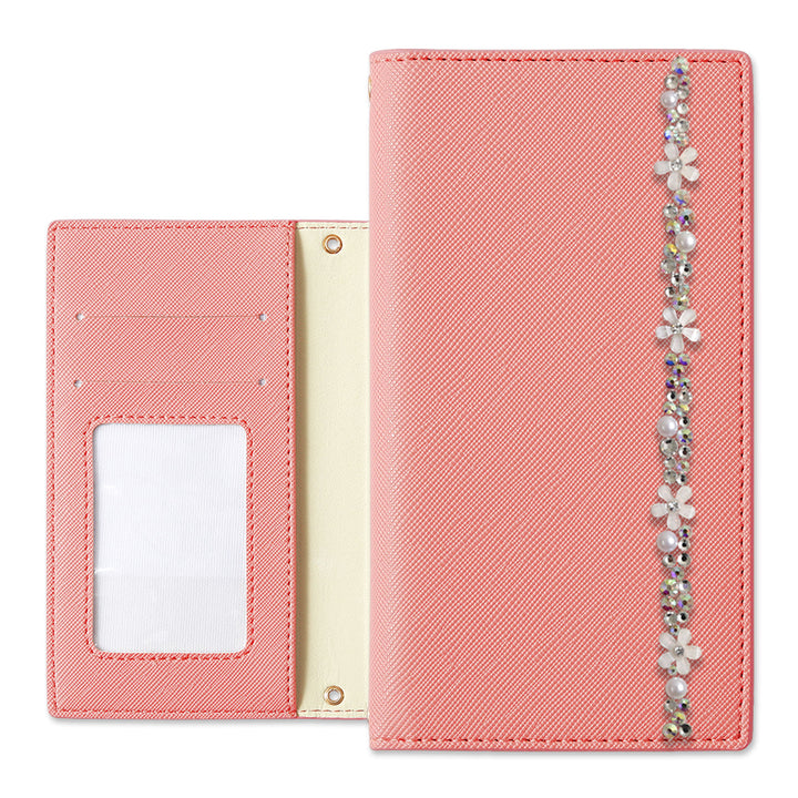 Étui portefeuille basique à ligne florale en cuir végan effet Saffiano