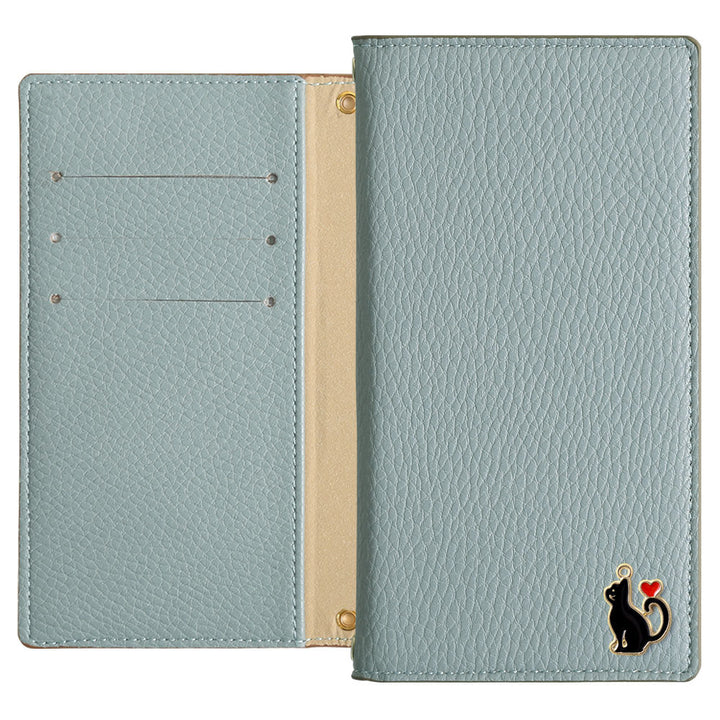 Vegan leather smoky color heart cat deco notebook-style case Galaxy series