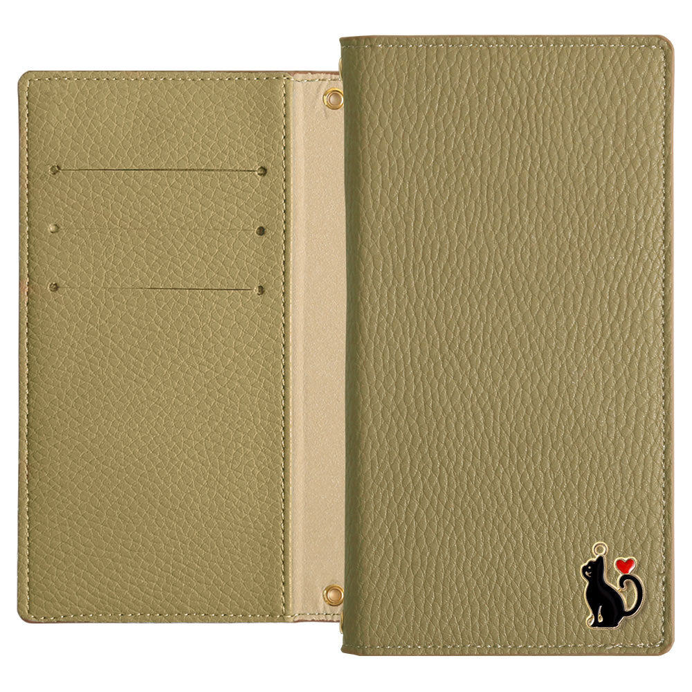 Vegan leather smoky color heart cat deco notebook-style case Galaxy series