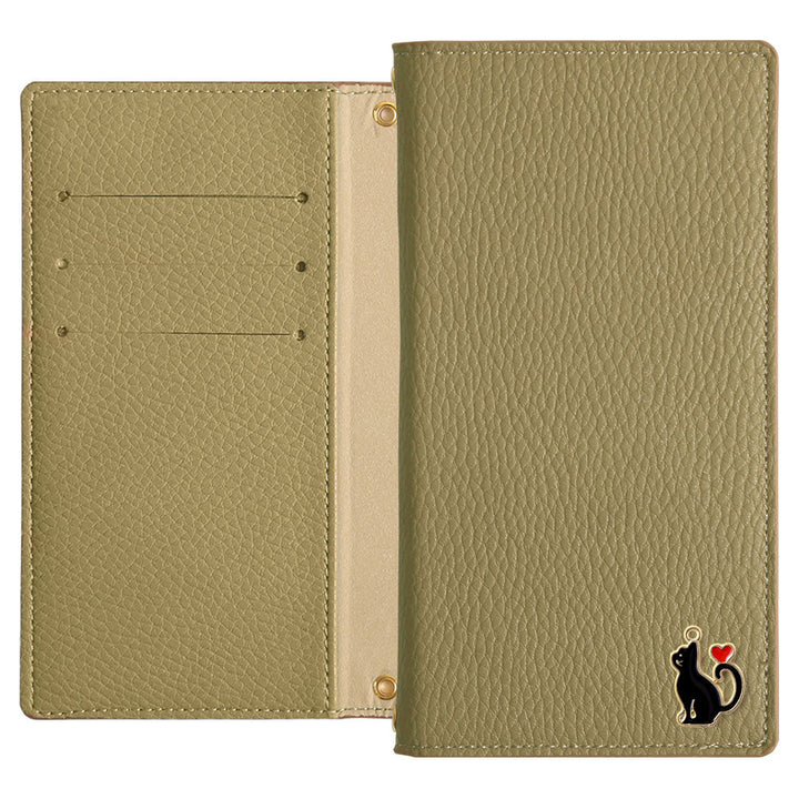 Vegan leather smoky color heart cat deco notebook-style case Galaxy series