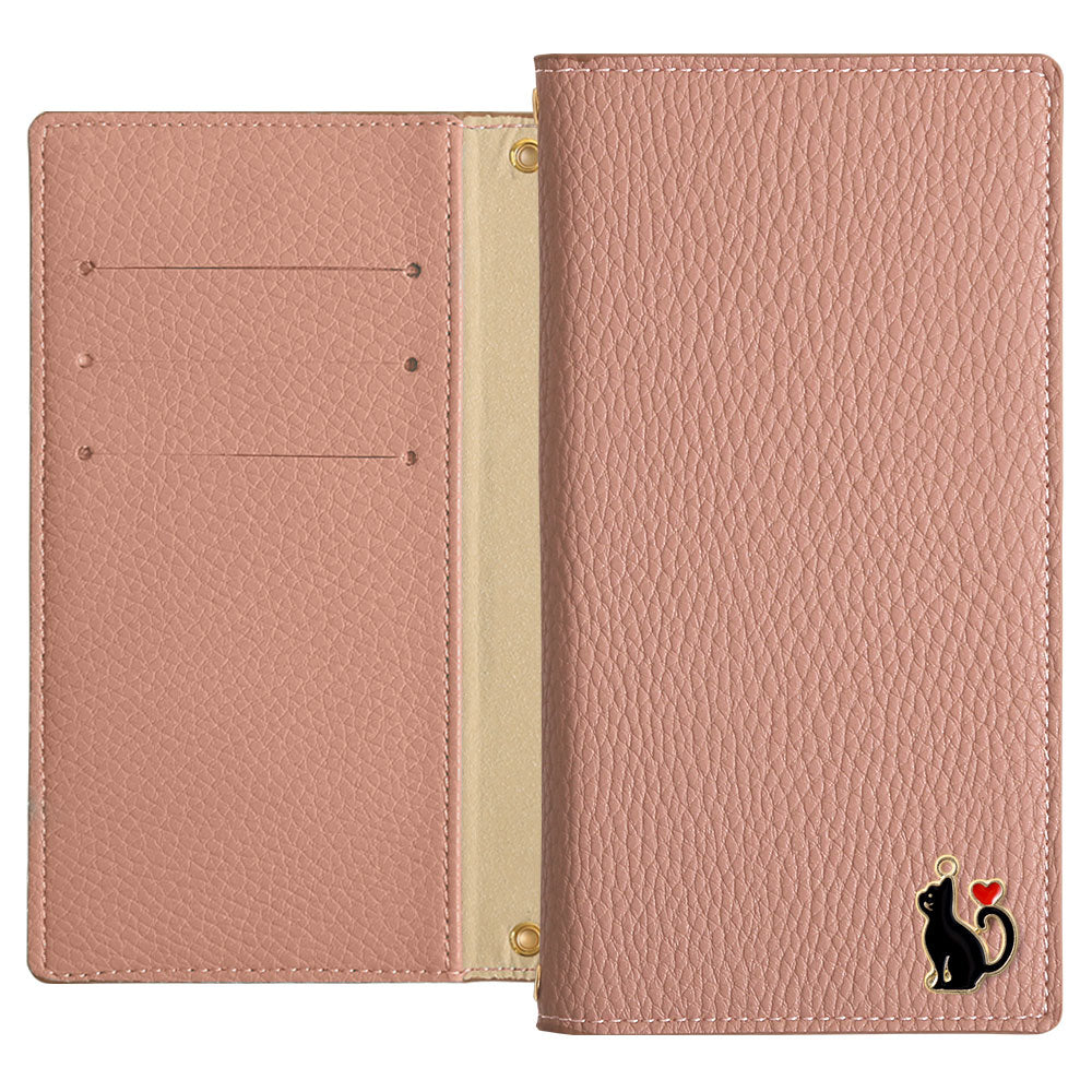 Vegan leather smoky color heart cat deco notebook-style case Galaxy series