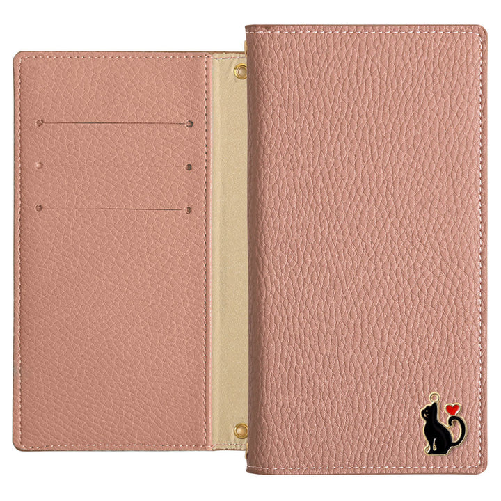 Vegan leather smoky color heart cat deco notebook-style case Galaxy series