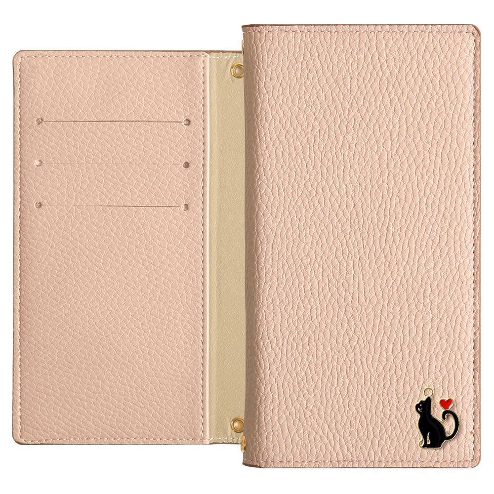 Vegan leather smoky color heart cat deco notebook-style case Galaxy series