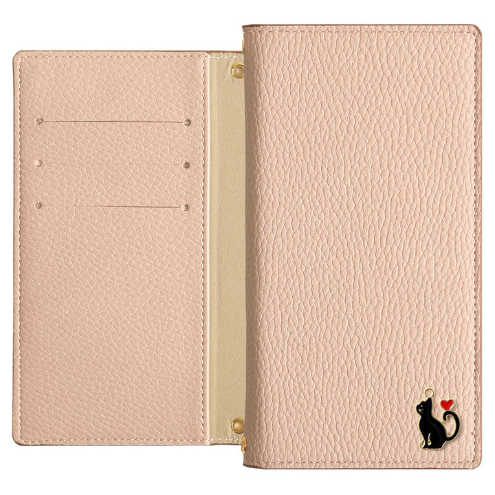 Vegan leather smoky color heart cat deco notebook-style case Galaxy series