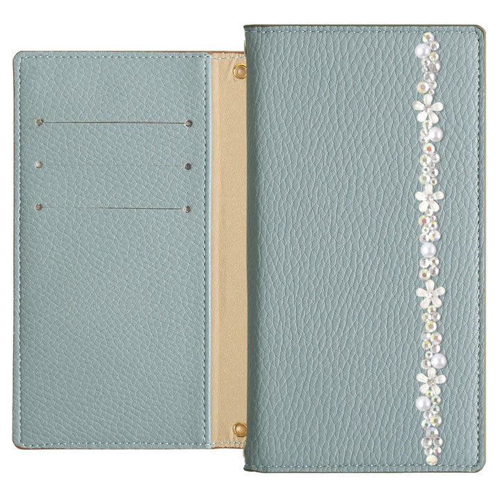 Étui portefeuille à ligne florale couleur fumée en cuir végan pour la série Xperia