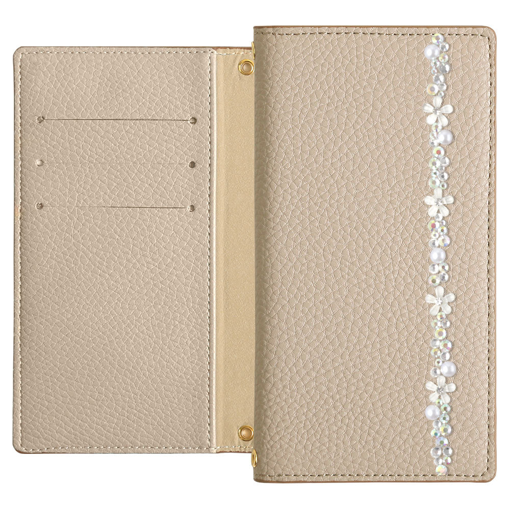 Étui portefeuille à ligne florale couleur fumée en cuir végan pour la série Xperia