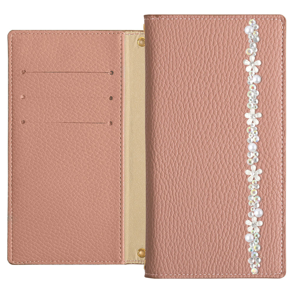 Étui portefeuille à ligne florale couleur fumée en cuir végan pour la série Xperia