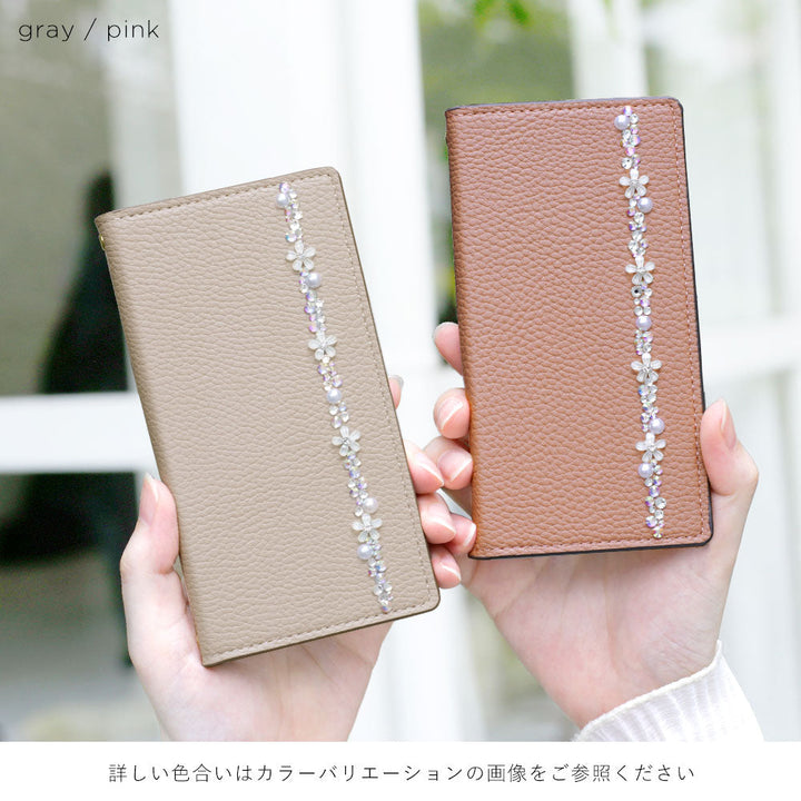 Vegan leather smoky color flower line folio case Google Pixel series