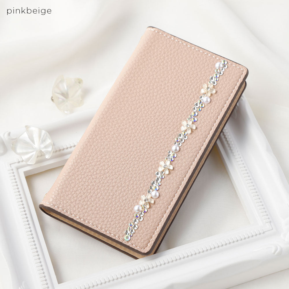 Étui portefeuille à ligne florale couleur fumée en cuir végan pour la série Xperia