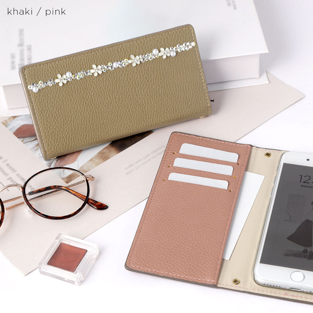 Vegan leather smoky color flower line folio case Google Pixel series