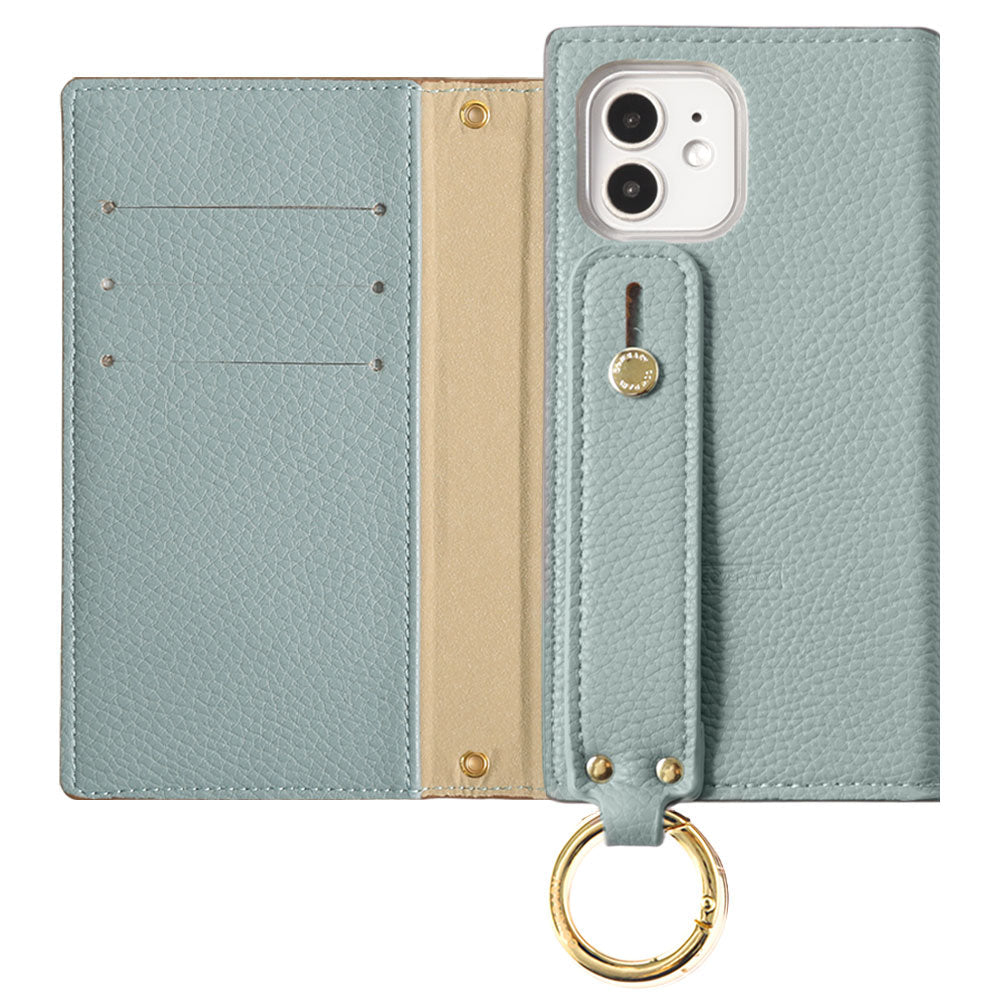 Vegan leather smoky color hand belt attached notebook type case