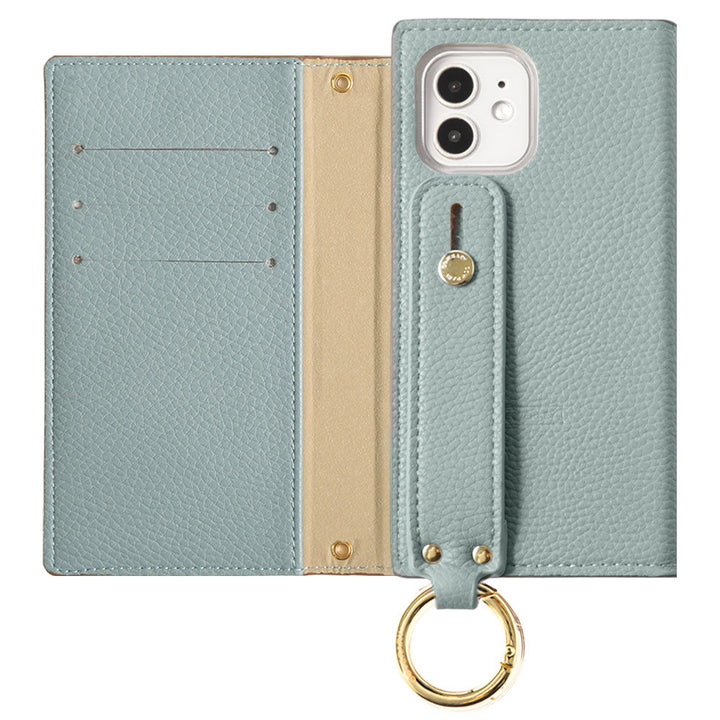 Vegan leather smoky color hand belt attached notebook type case