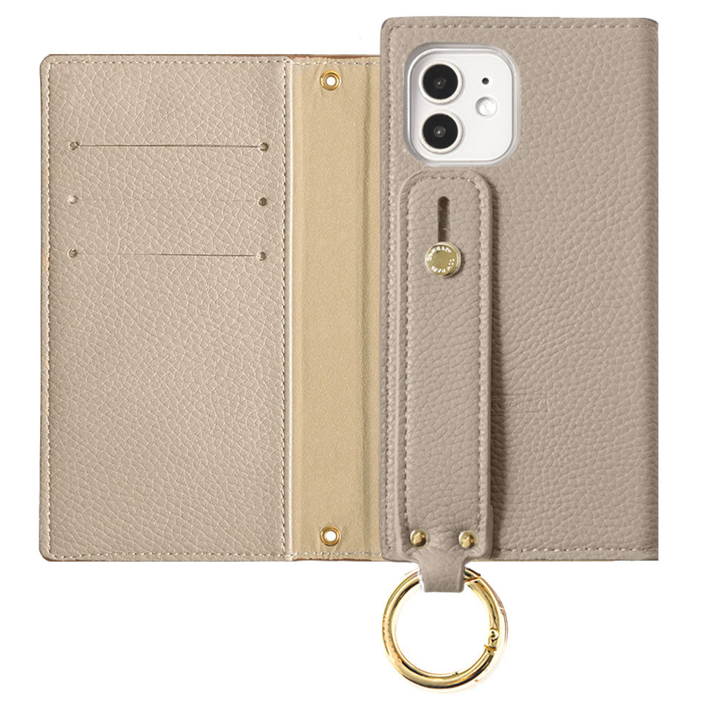 Vegan leather smoky color hand belt attached notebook type case