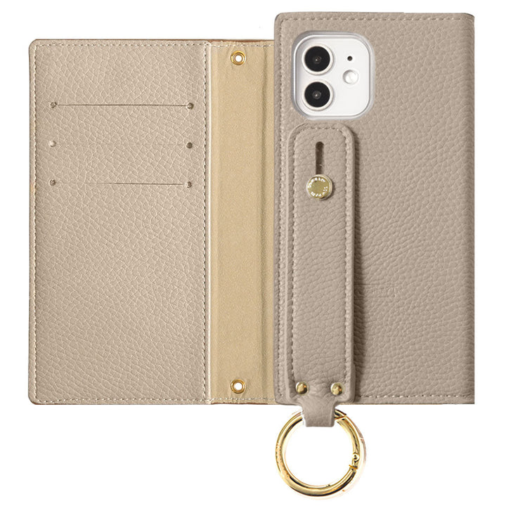 Vegan leather smoky color hand belt attached notebook type case