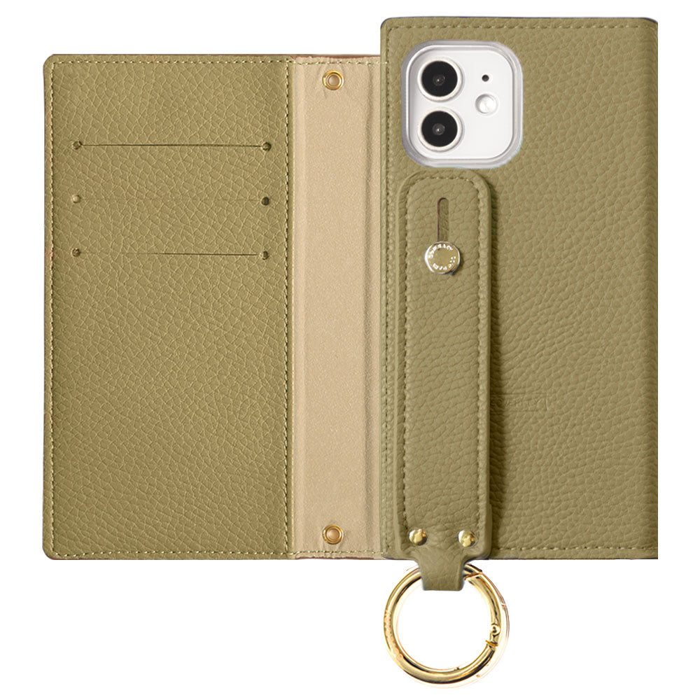 Vegan leather smoky color hand belt attached notebook type case