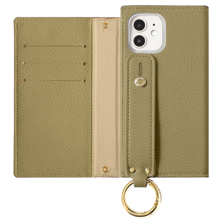 Vegan leather smoky color hand belt attached notebook type case