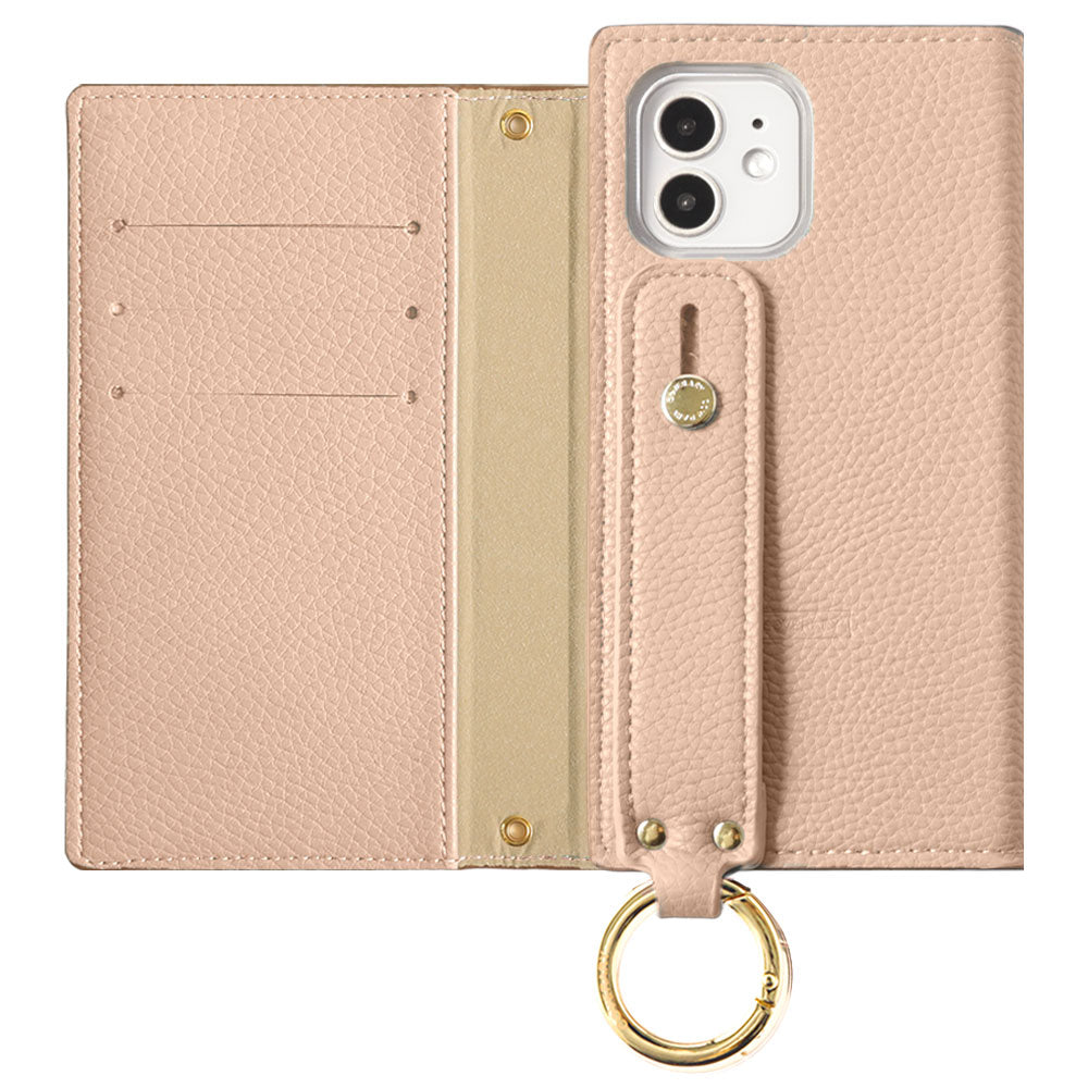 Vegan leather smoky color hand belt attached notebook type case