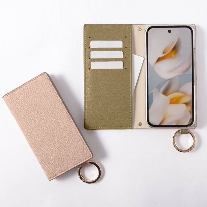 Vegan leather smoky color hand belt attached notebook type case