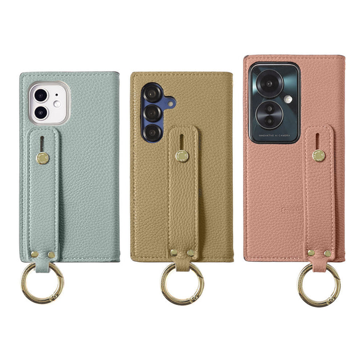 Vegan leather smoky color hand belt attached notebook type case