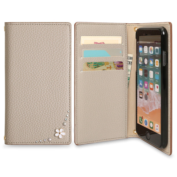 Vegan leather smoky color side flower wallet case Google Pixel series