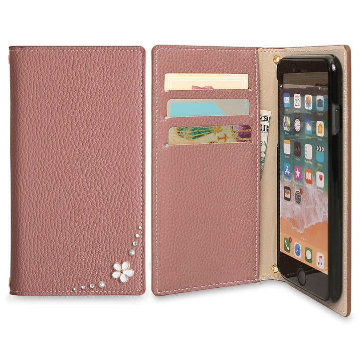 Vegan leather smoky color side flower wallet case Google Pixel series