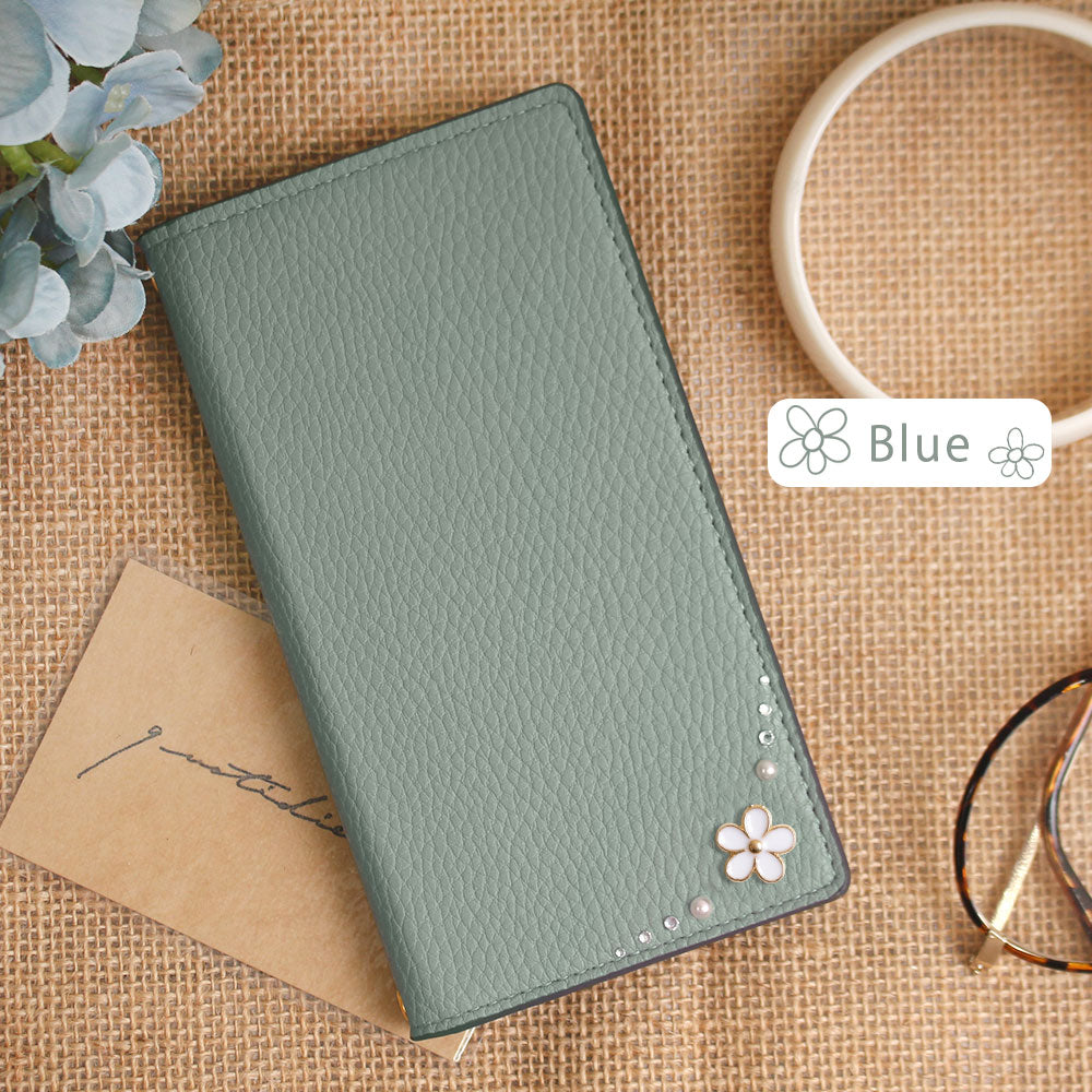 Vegan leather smoky color side flower wallet case Google Pixel series