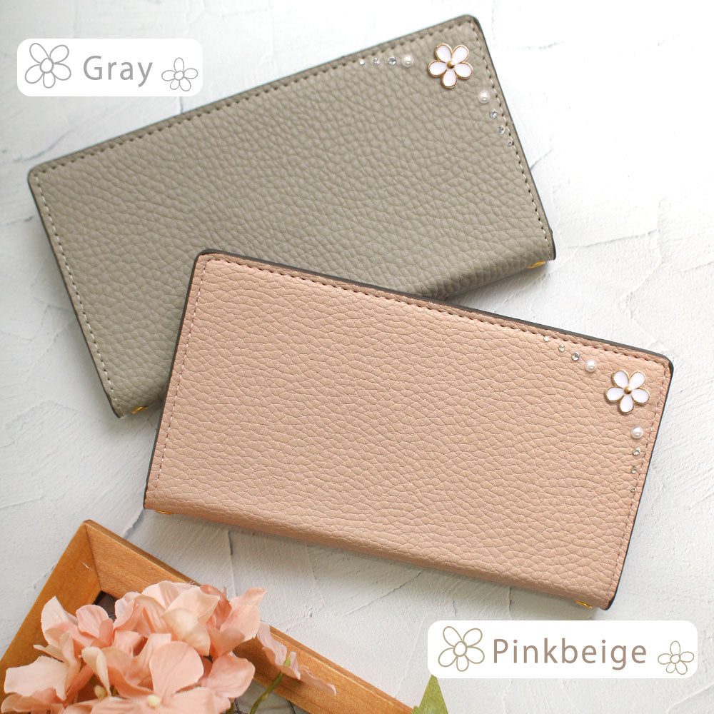 Vegan leather smoky color side flower wallet case Google Pixel series