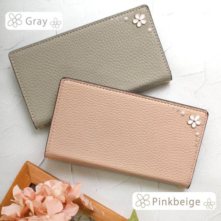 Vegan leather smoky color side flower wallet case Google Pixel series
